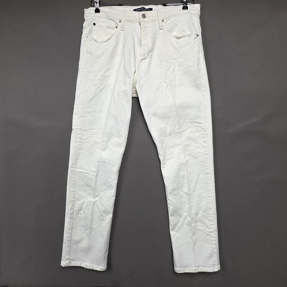 Calvin Klein Jeans Men's Straight Leg Denim Pants White 34x30